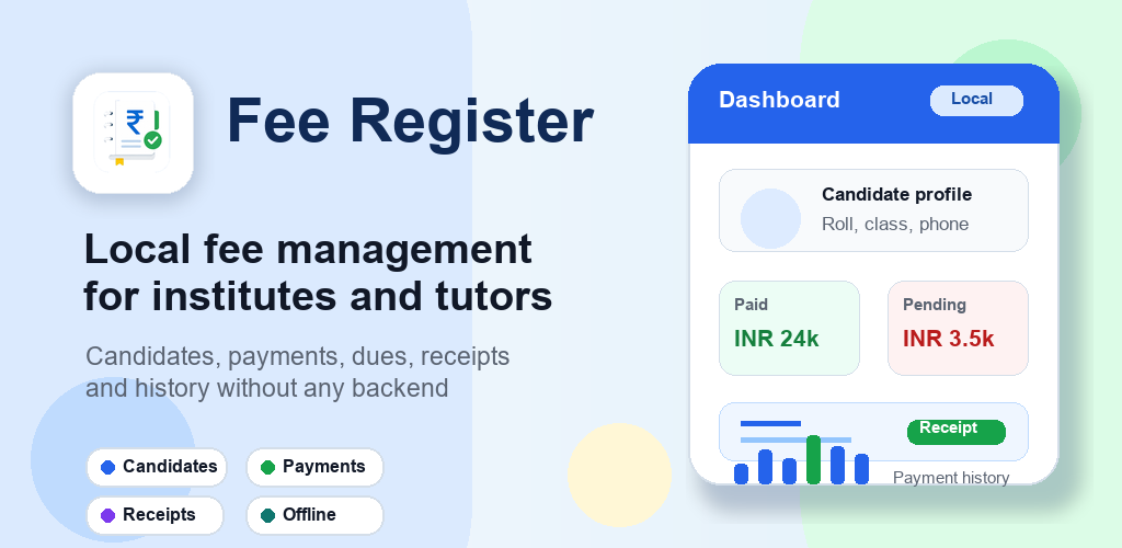 Fee Register Android app feature graphic
